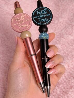Faith Over Fear Decorative Ballpoint Pens - Pink & Black